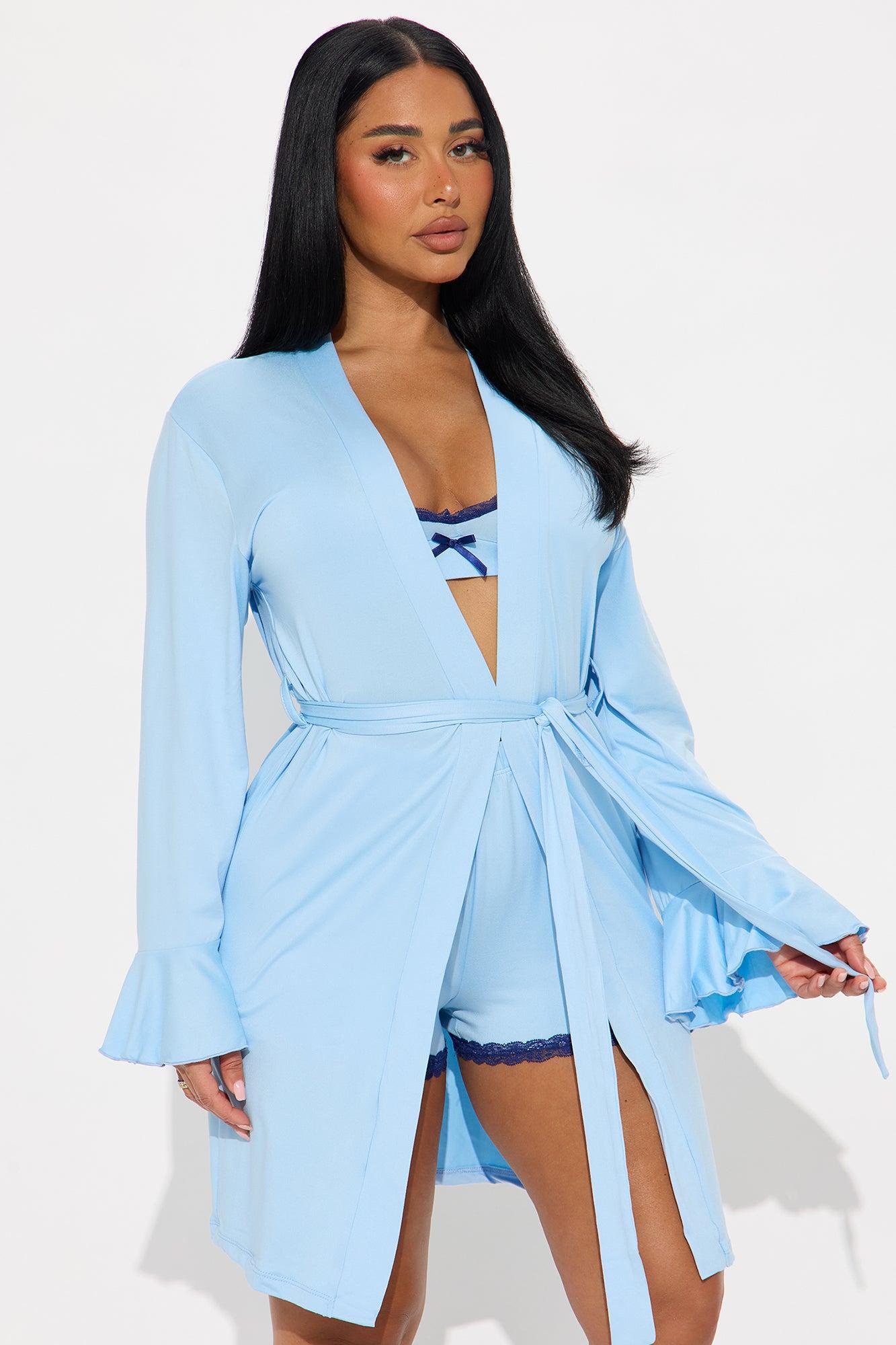 In Bed All Day PJ Robe Set - Light Blue Product Image