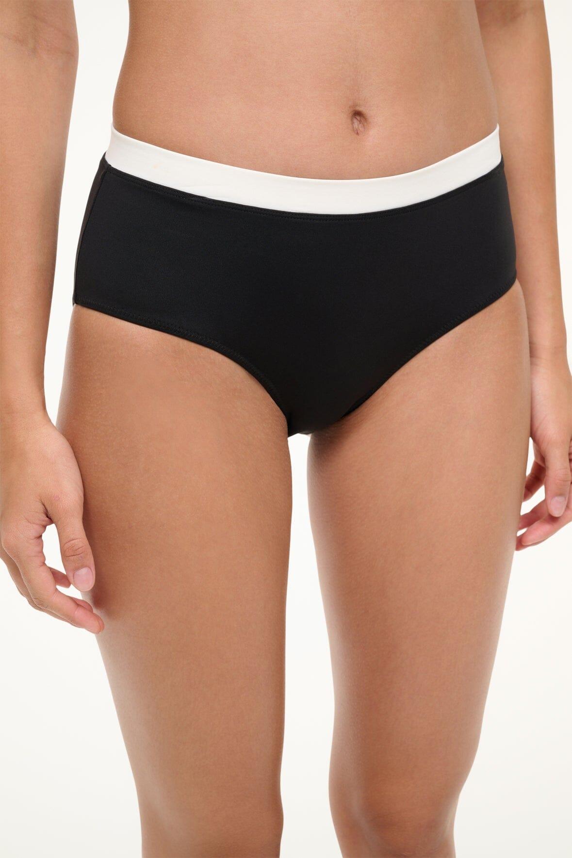 DEVON HIGH RISE BIKINI BOTTOM | BLACK WHITE Product Image