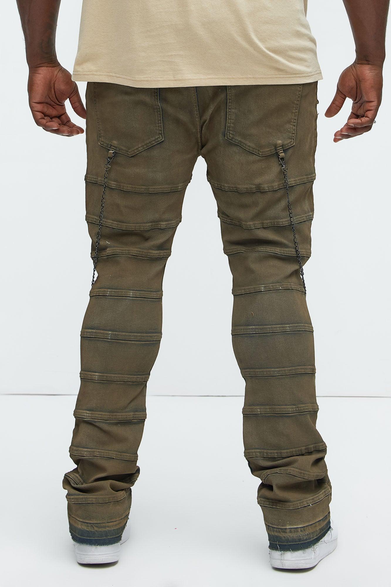 Stacked Slim Flare Paneled Chain Jeans - Vintage Wash Product Image