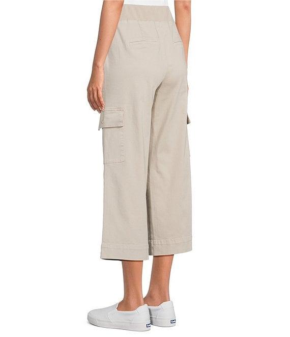 Intro Petite Size Rib Knit Pheobe Pull-On Cargo Capri Pants Product Image