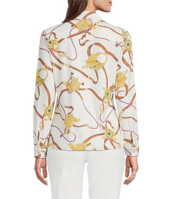 J.McLaughlin Betty Printed Catalina Cloth Point Collar Long Sleeve Button Front Top Product Image