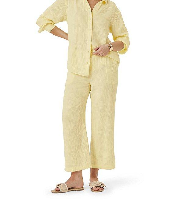 Splendid Adele Point Collar Long Sleeve Button Front Gauze Shirt Product Image