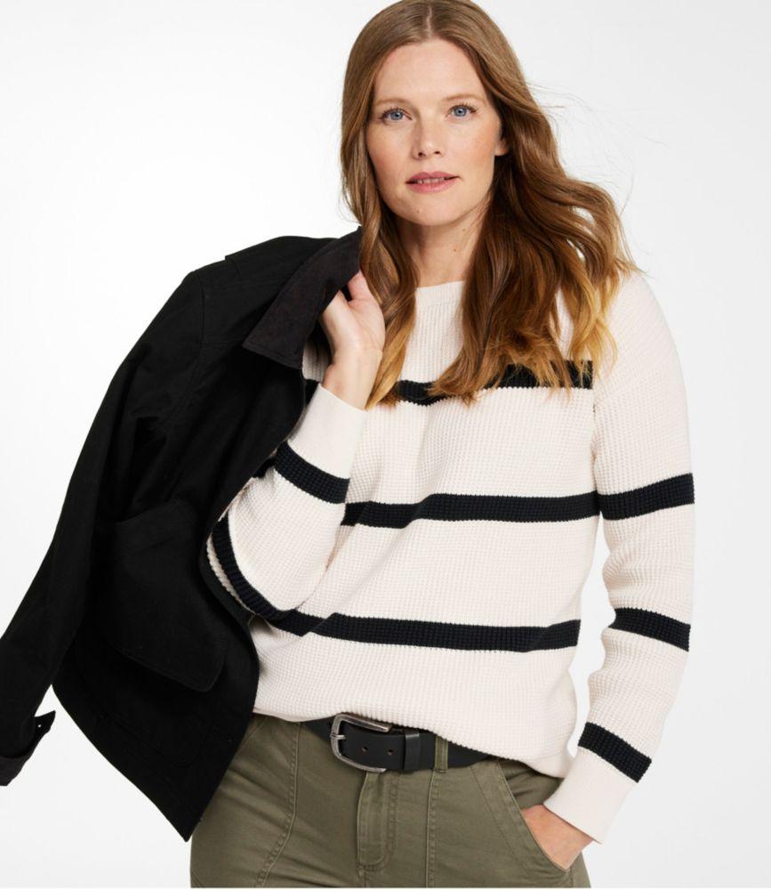 Women's Sunwashed Waffle Sweater, Pullover Stripe Product Image
