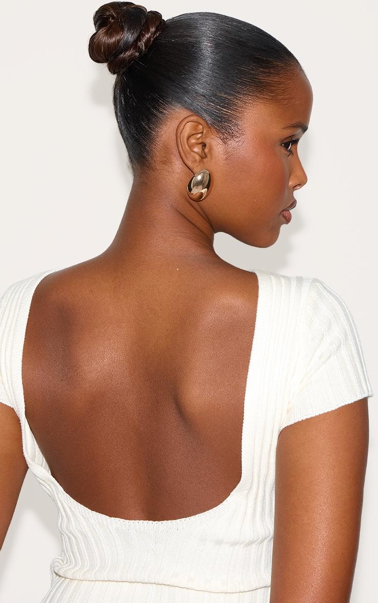 Cream Rib Knit Backless Top Product Image