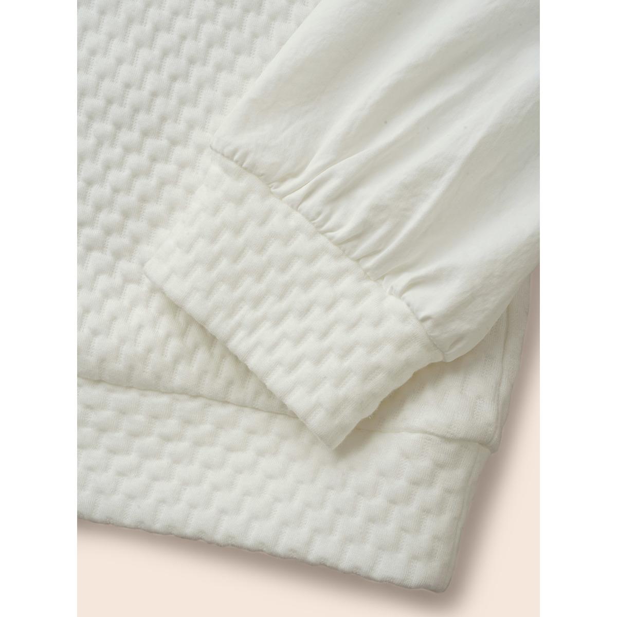 Plus Size Round Neck Texture Patchwork Sweatshirt Women Opticwhite Casual Texture Round Neck Everyday Sweatshirts BloomChic 10/M Product Image