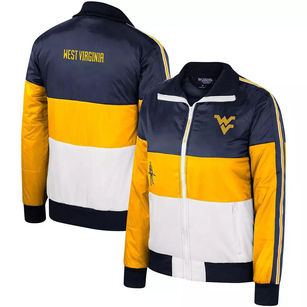Women's The Wild Collective  Gold West Virginia Mountaineers Color-Block Puffer Full-Zip Jacket, Size: Medium Product Image