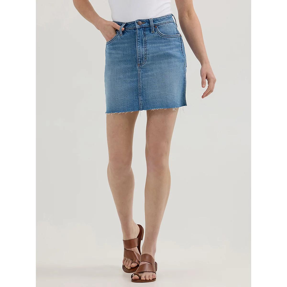 Women's Wrangler Retro® Bailey Denim Skirt | Women's SHORTS & SKIRTS | Wrangler® Product Image