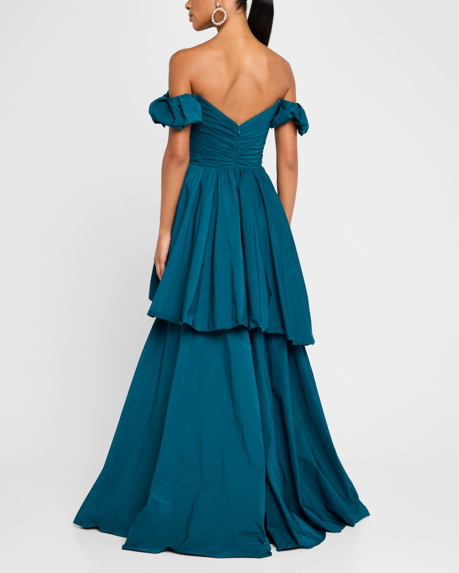 Off-Shoulder Ruffle Taffeta Gown Product Image