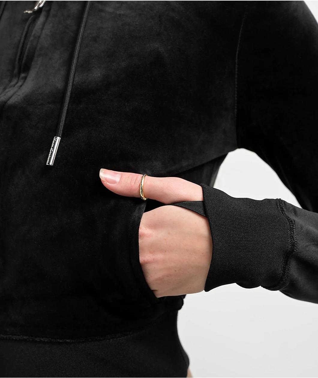 Juicy Couture OG Big Bling Licorice Velour Zip Hoodie Product Image