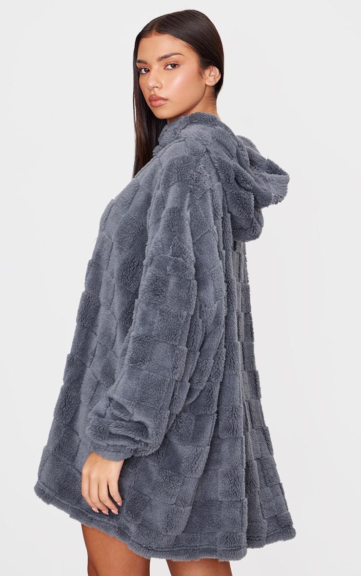 Charcoal Checkerboard Fleece Hooded Blanket Product Image