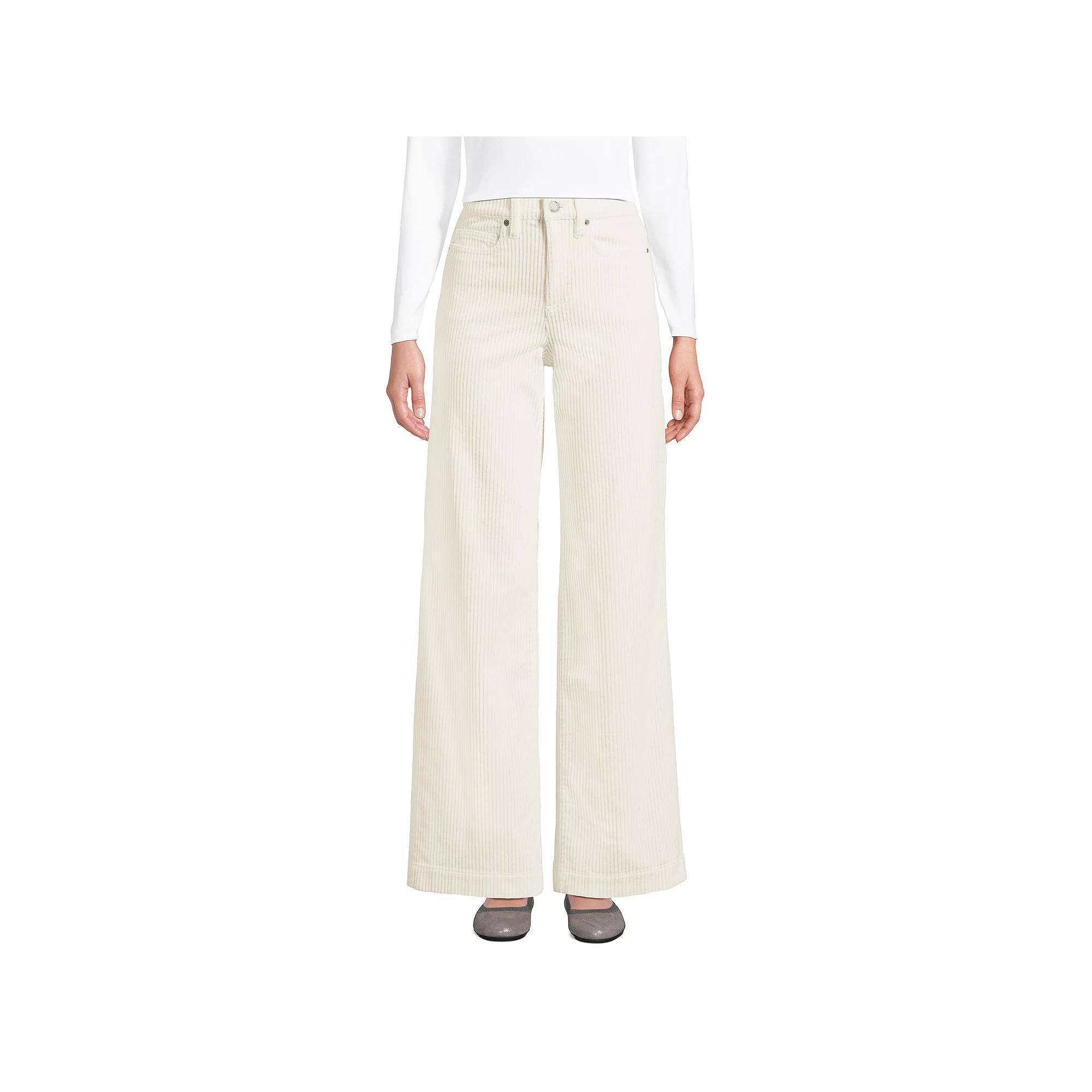 Women's Lands' End High Rise Wide Leg Corduroy Pants,  Product Image