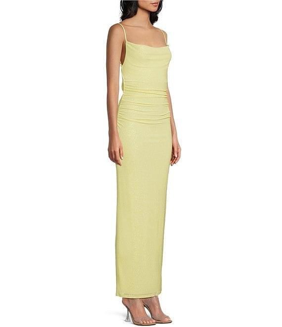 Honey and Rosie Drape Neck Low Open Back Midi Dress Product Image