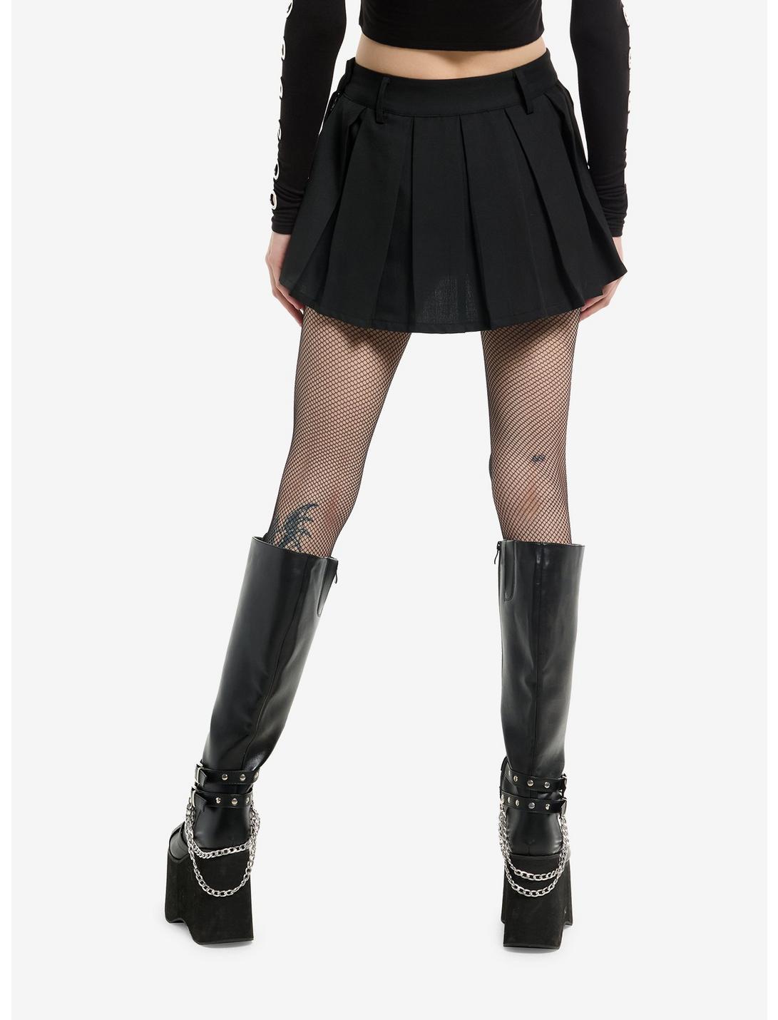 Black Grommet Pleated Mini Skort Product Image