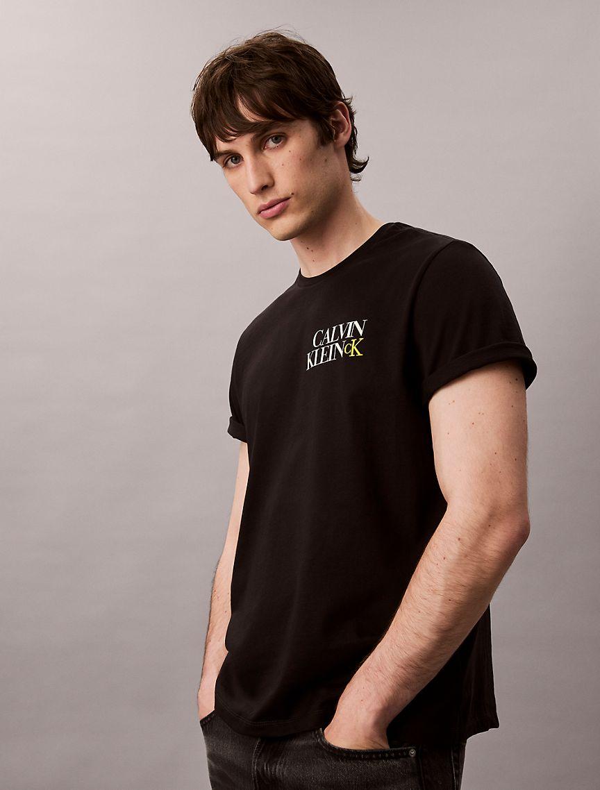 Calvin Klein Mens Stacked CK Logo Easy Tee - Grey Product Image