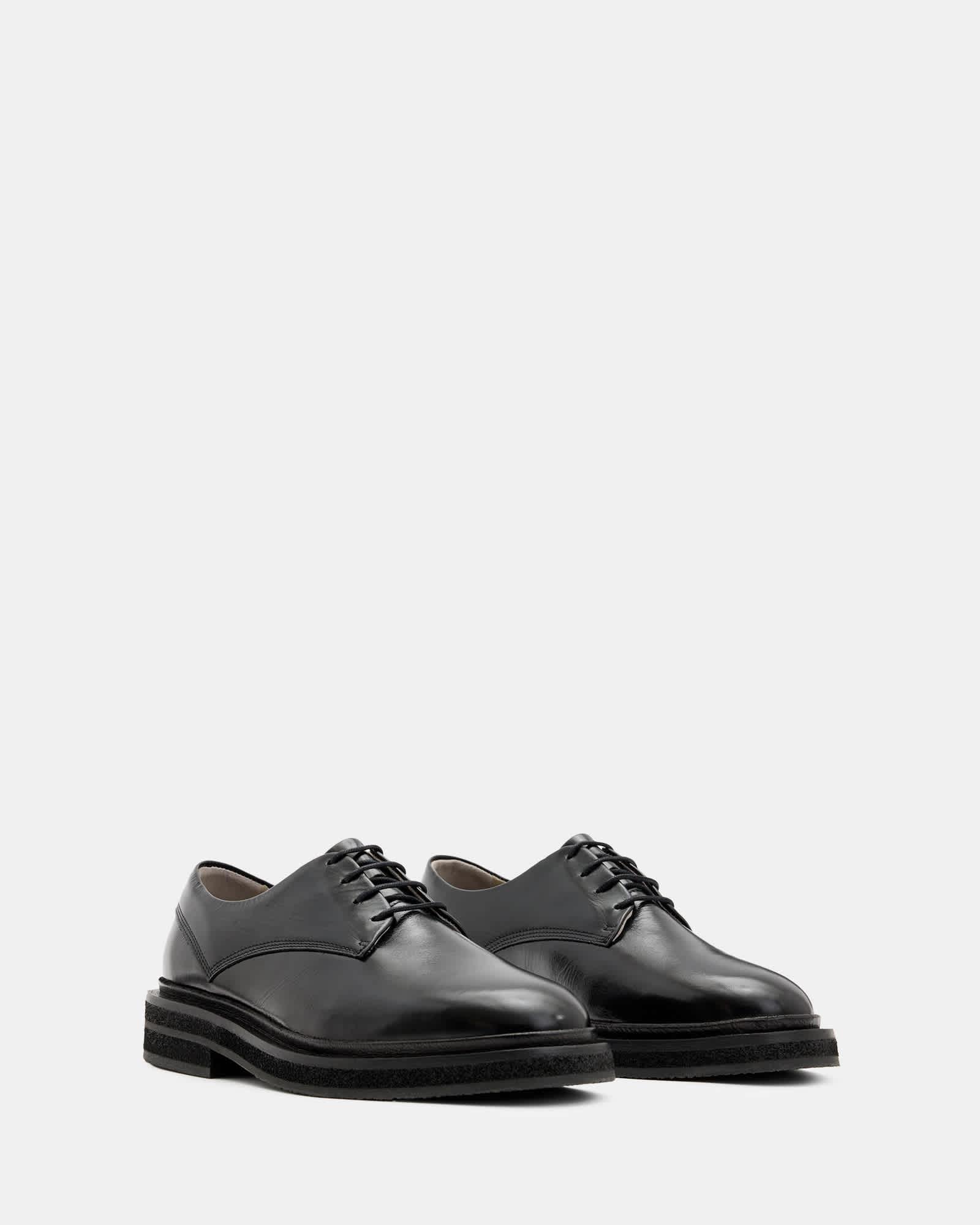 Escher Leather Lace Up Shoes Black | ALLSAINTS US Product Image