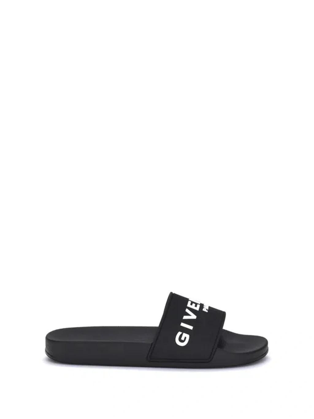 Black Logo-Print Pool Slides Product Image
