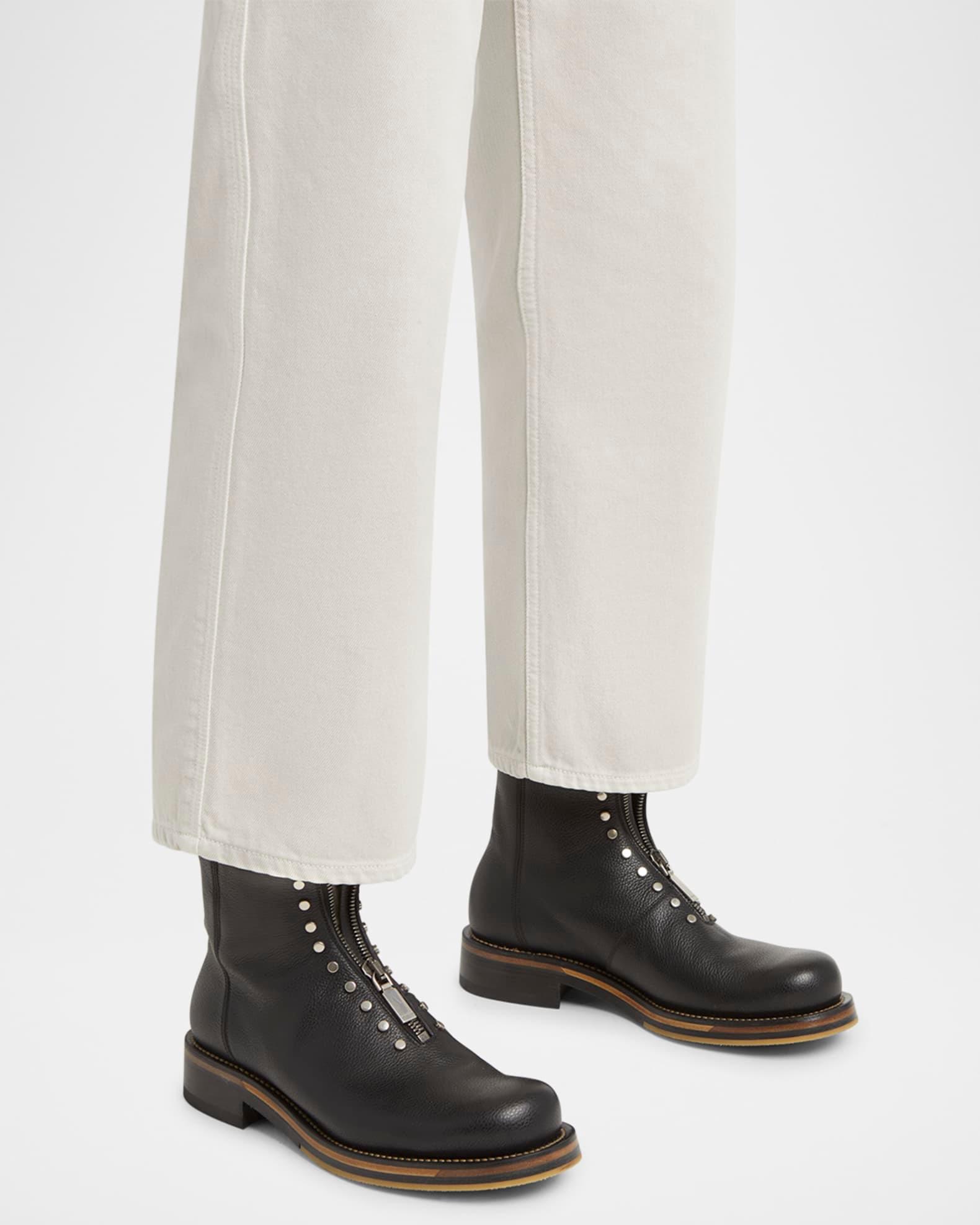 Men's Grained Leather Zip-Up Boots Product Image