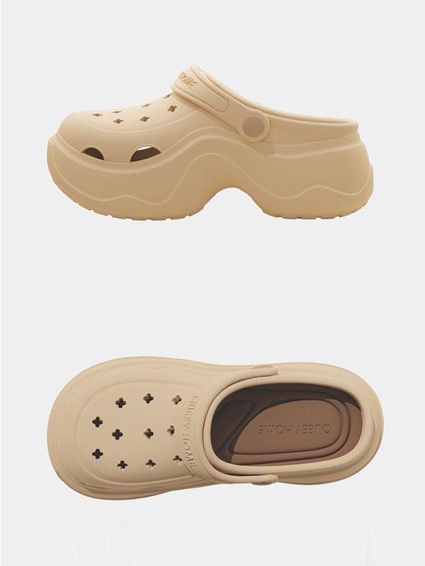 Hollow Round Cut Crocs Platform Shoes Sandals Product Image