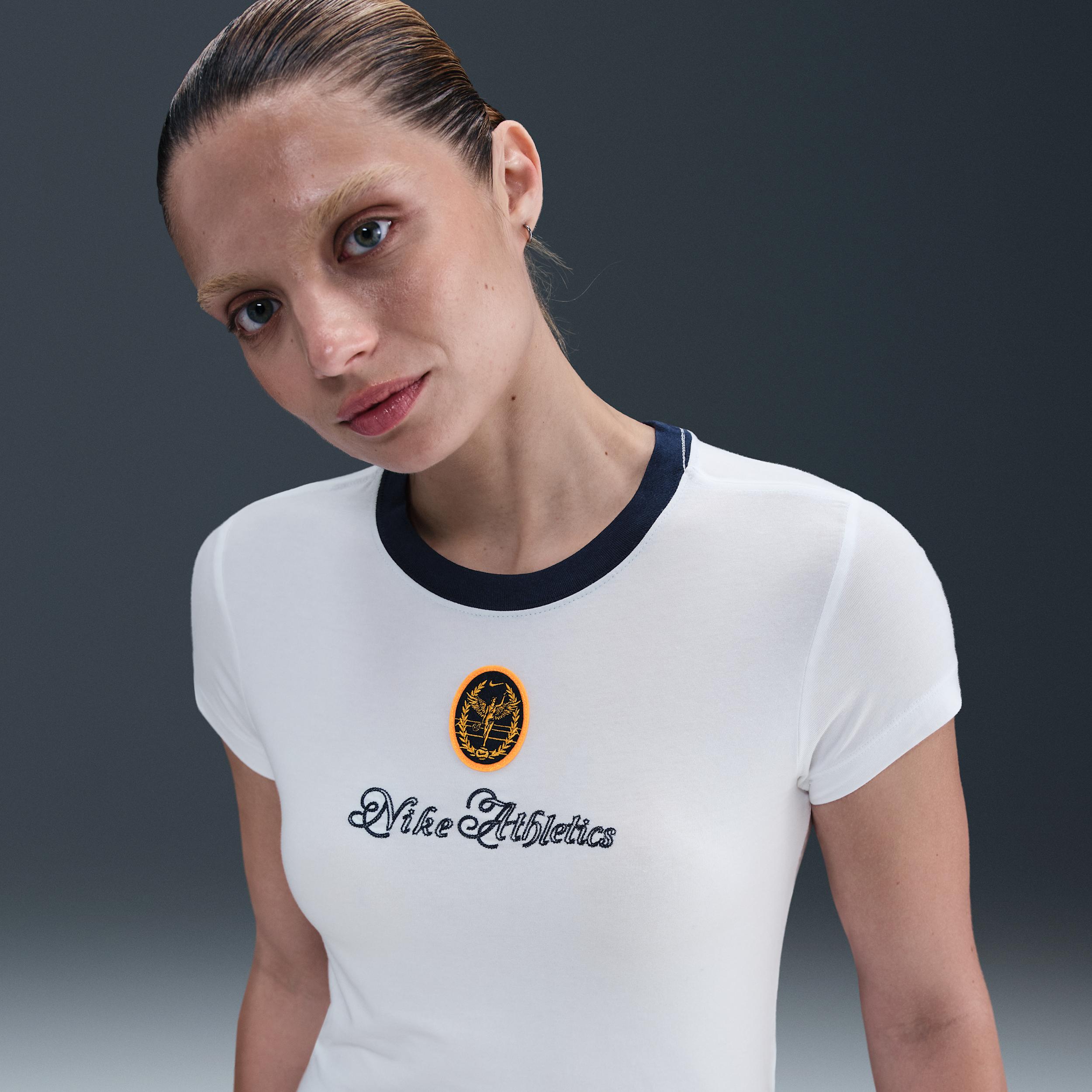 Womens Nike Sportswear Chill Knit Slim Cropped Graphic T-Shirt | IH7802-100 Product Image