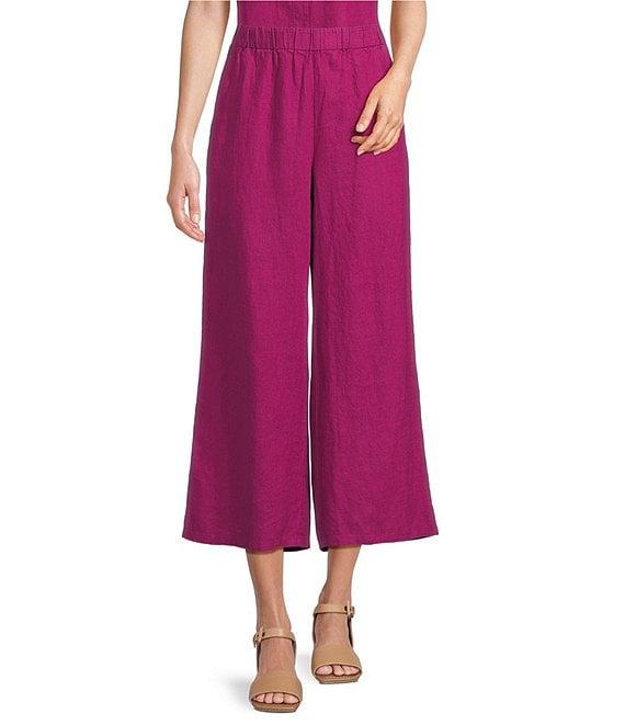 Eileen Fisher Petite Organic Linen Elastic Waist Wide Leg Pants Product Image