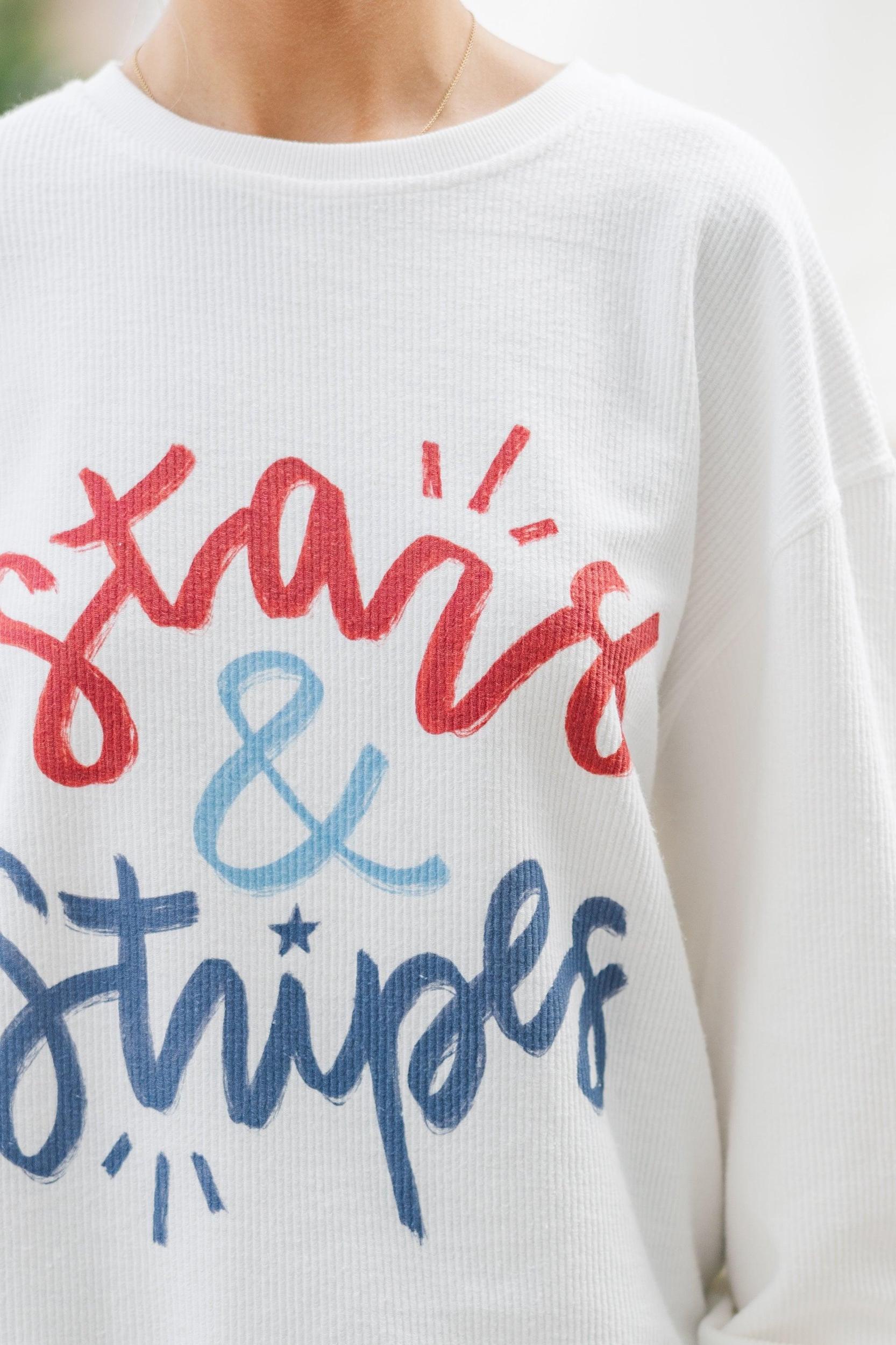 Stars & Stripes White Graphic Corded Sweatshirt Female Product Image