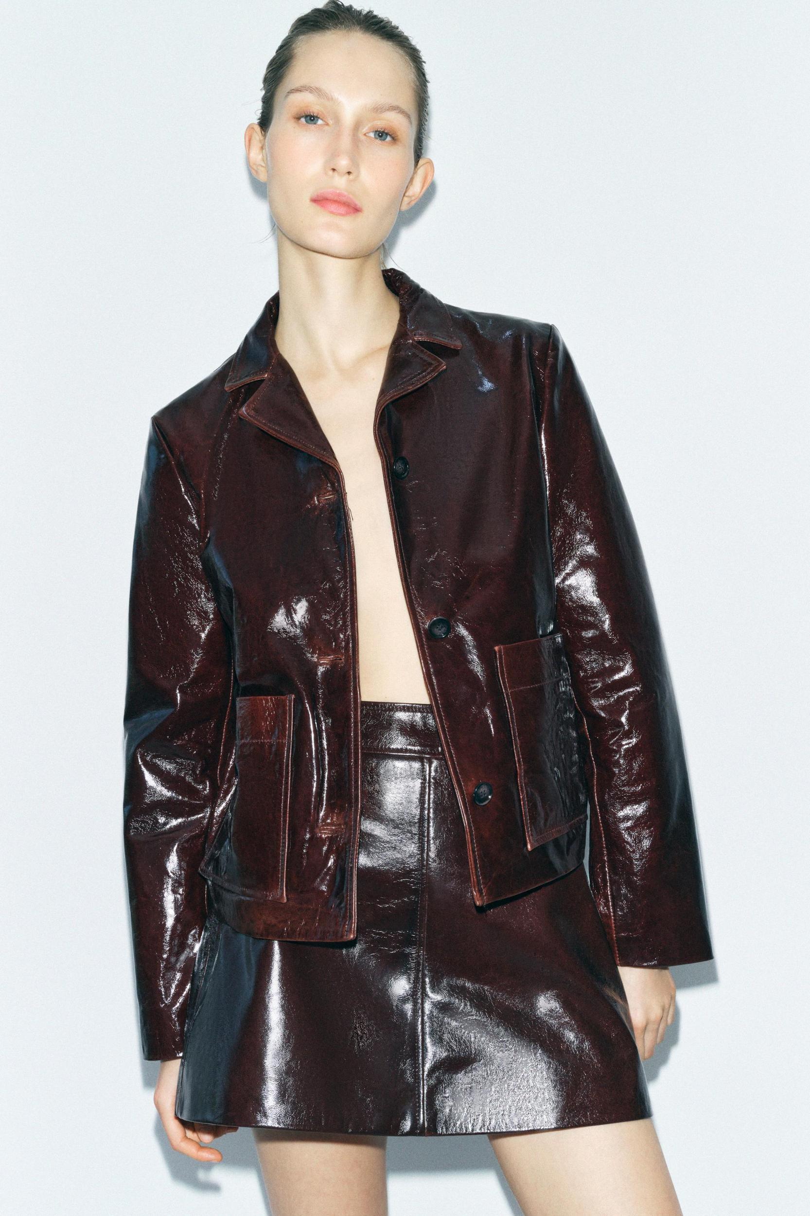 100% LEATHER SHORT SKIRT ZW COLLECTION Product Image