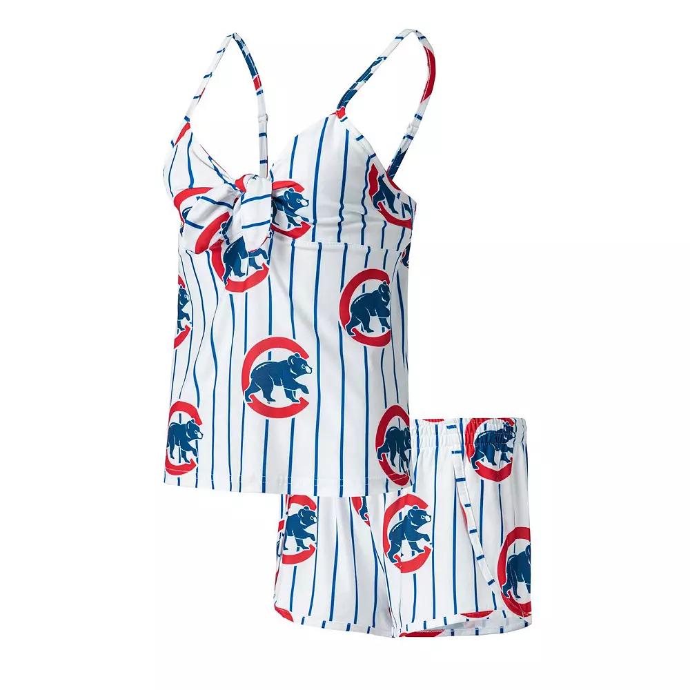 Women's Concepts Sport White Chicago Cubs Reel Allover Print Tank Top & Shorts Sleep Set, Size: Large Product Image
