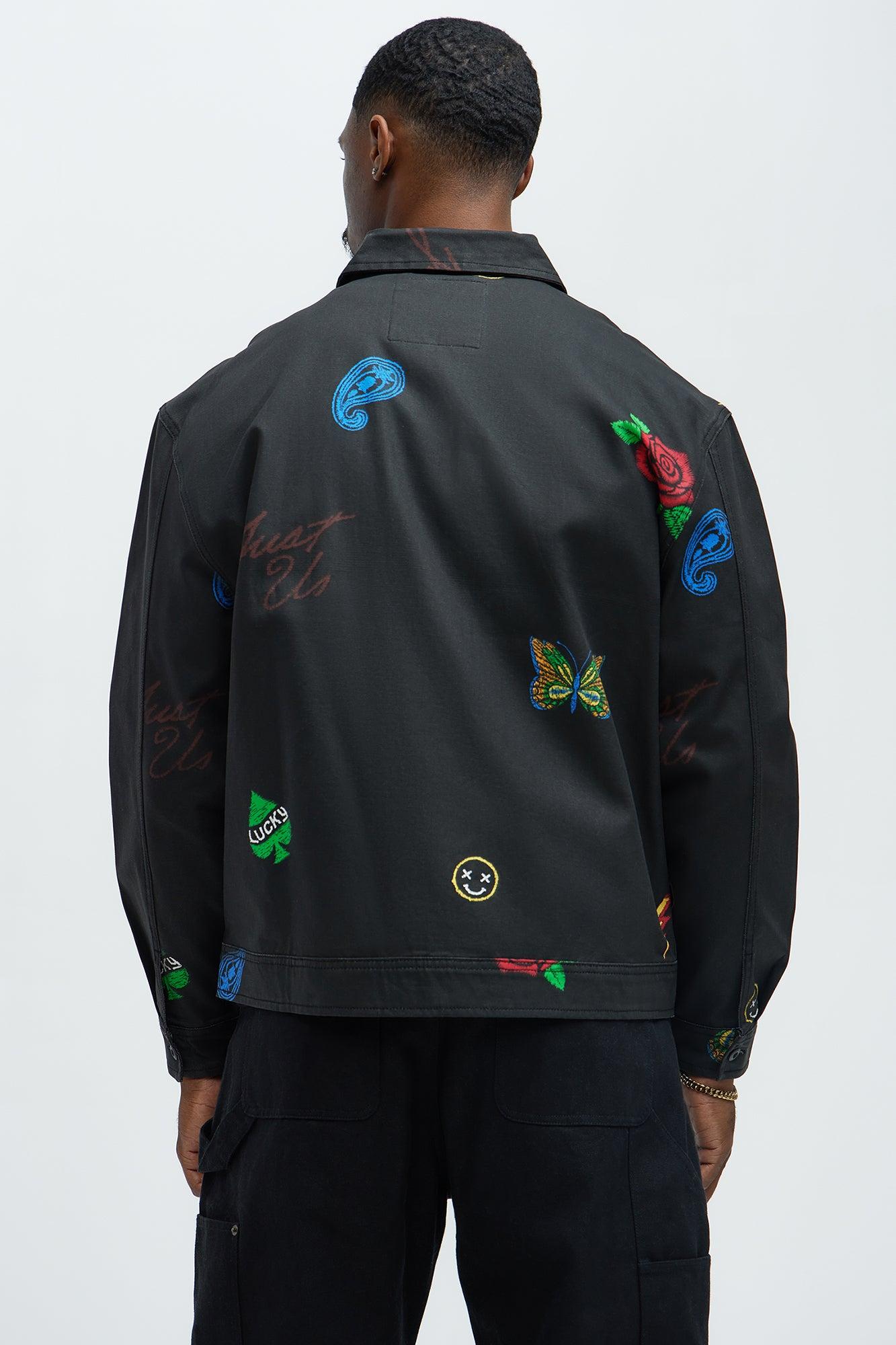 Patchwork Style Trucker Jacket - Black/combo Product Image
