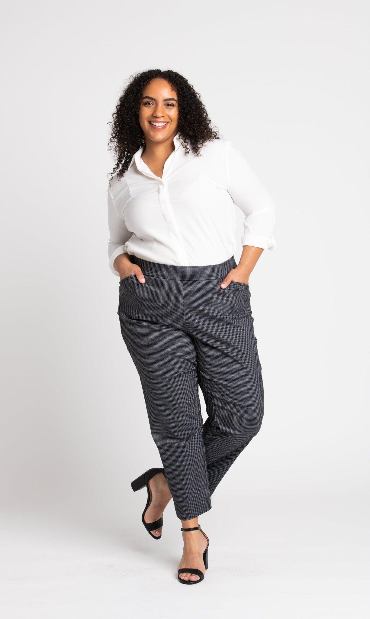 Roz & Ali™ Superstretch Black Grid Pull On Ankle Pants - Plus Product Image