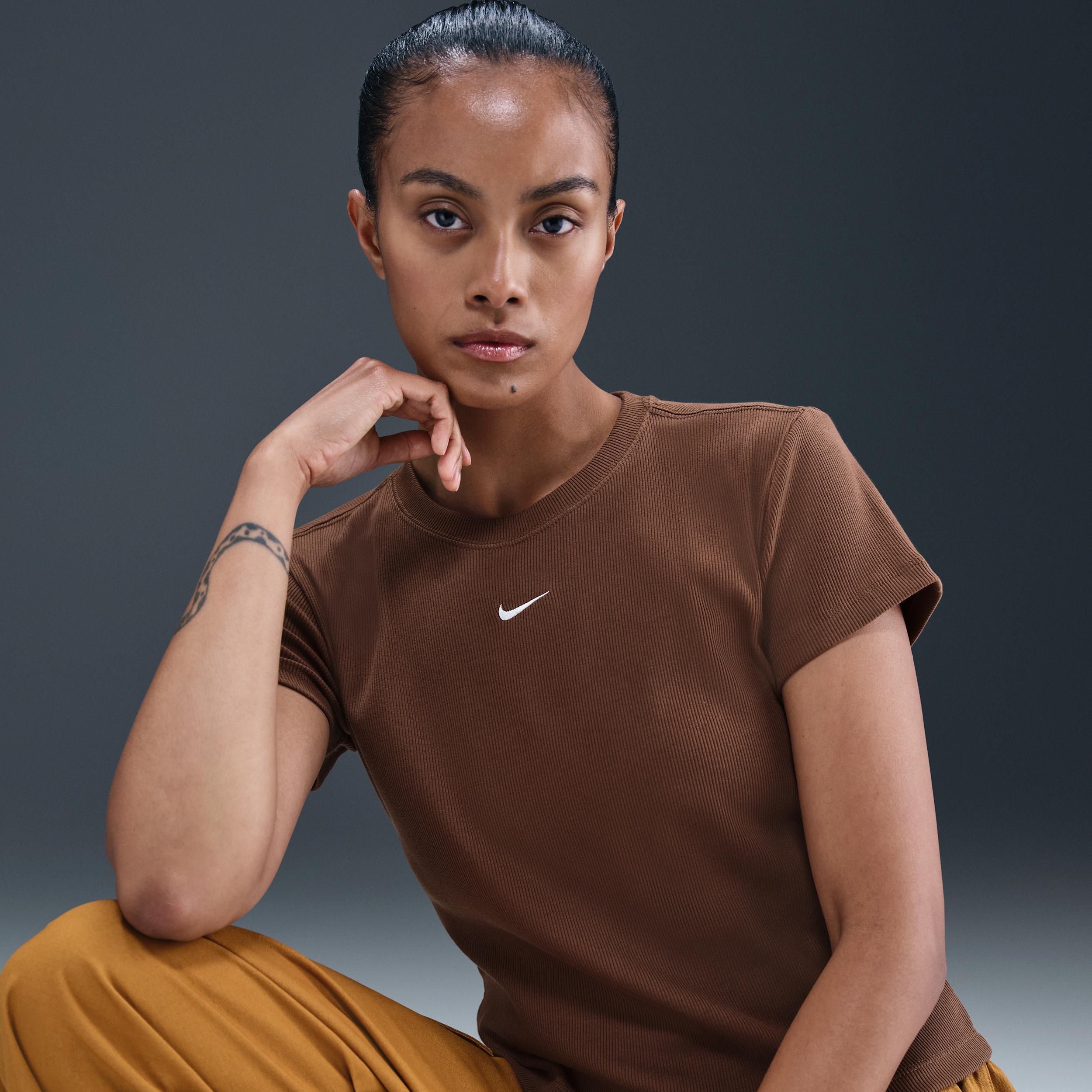 Womens Nike Sportswear Tight Ribbed Short-Sleeve T-Shirt | HV4994-265 Product Image