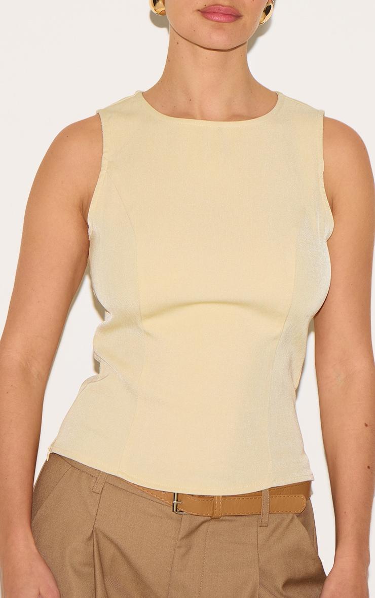 Cream Fitted Woven Long Top Product Image