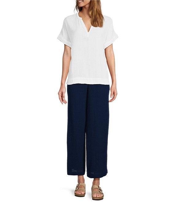 L.L.Bean Cloud Gauze Split V Neckline Short Sleeve Top Product Image