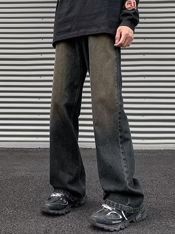 Men's Vintage Wash Distressed Loose Jeans Product Image