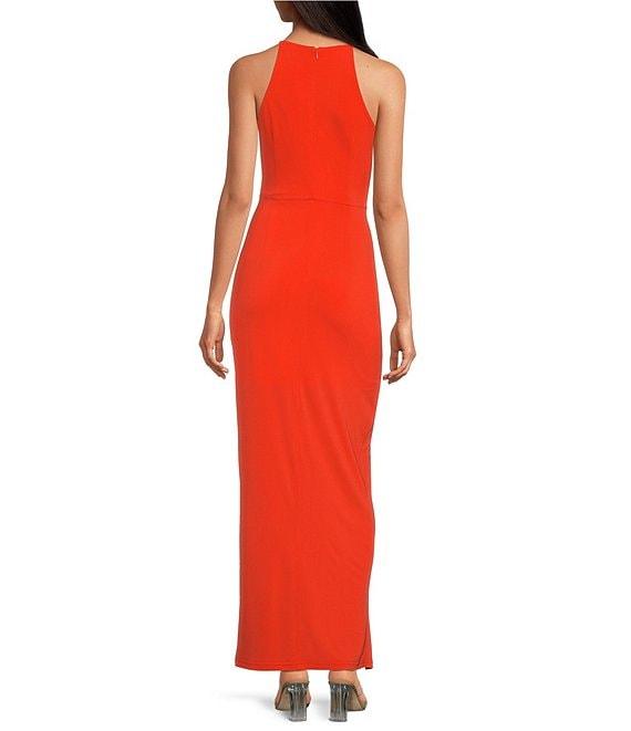 Belle by Badgley Mischka Maci Jersey Sheath Halter Neckline Dress Product Image