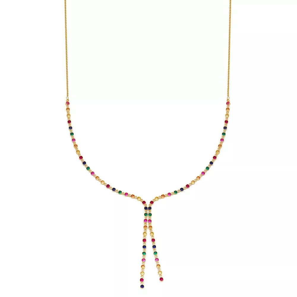 18k Gold Over Silver Gemstone Necklace, Women's, Size: 26", Gold Tone Product Image