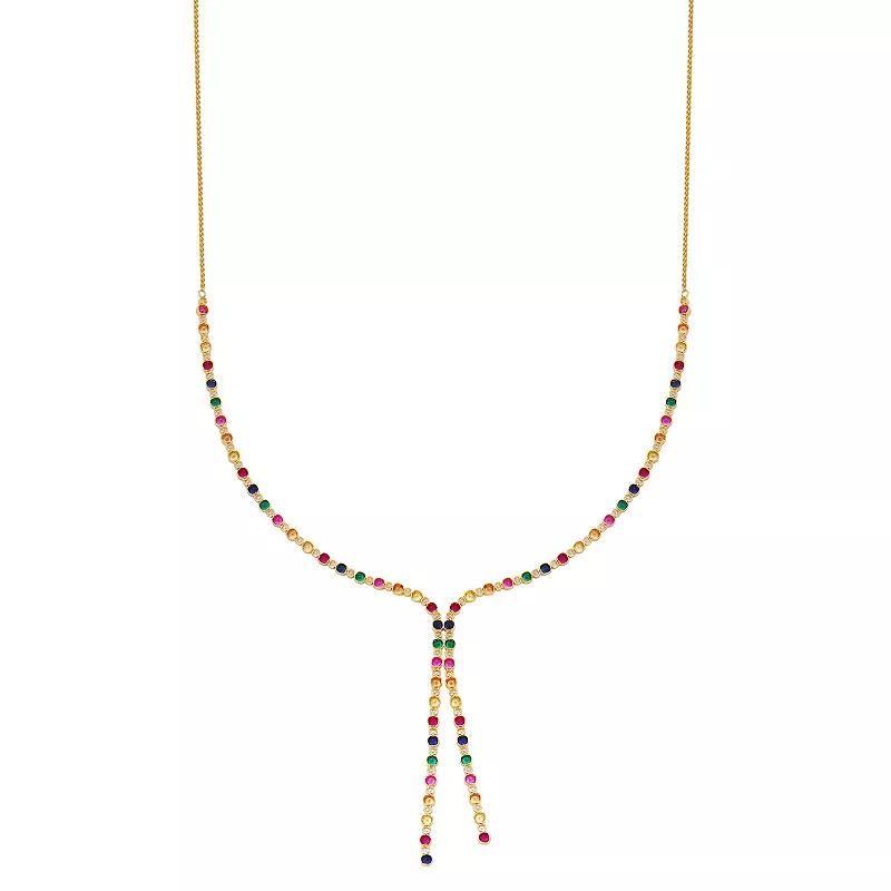 18k Gold Over Silver Gemstone Necklace, Women's, Size: 26", Gold Tone Product Image