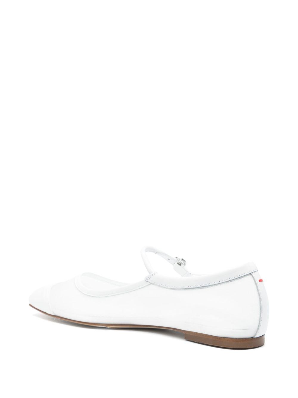 AEYDE Round Toe Ballerina Shoes With Contrast Piping In White Product Image