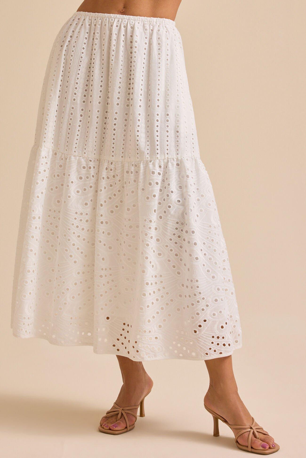 April Eyelet Midi Skirt Product Image