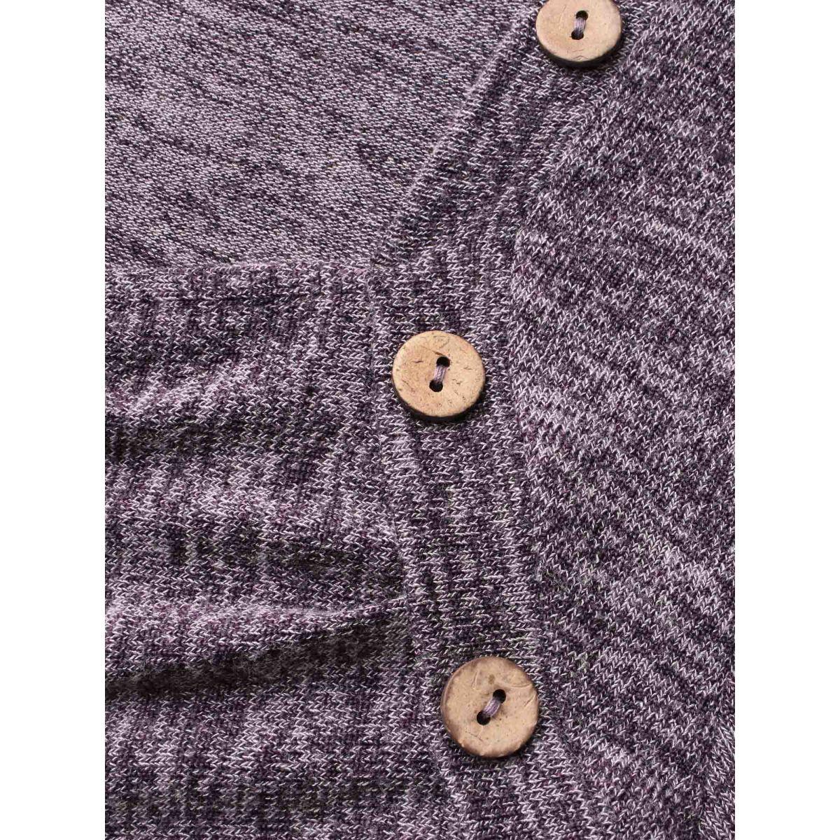 Plus Size Heart Neckline Button Detailing Crossover Fit Dress Mauve Women Casual Gathered Knit Dresses Bloomchic 14-16/1X Product Image