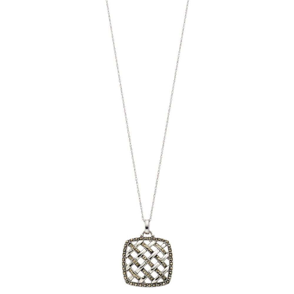 Tori Hill Sterling Silver Marcasite Lattice Work Pendant Necklace, Women's, Size: 18" Product Image