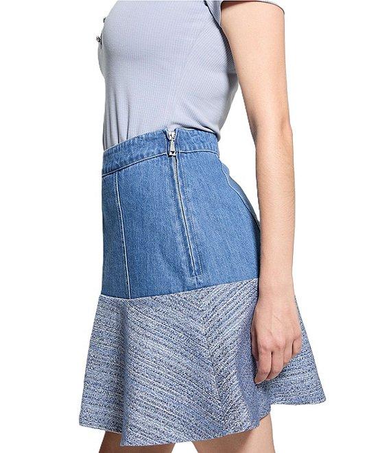 Guess Elsie High Rise Tweed Mix Coordinating Denim Skirt Product Image