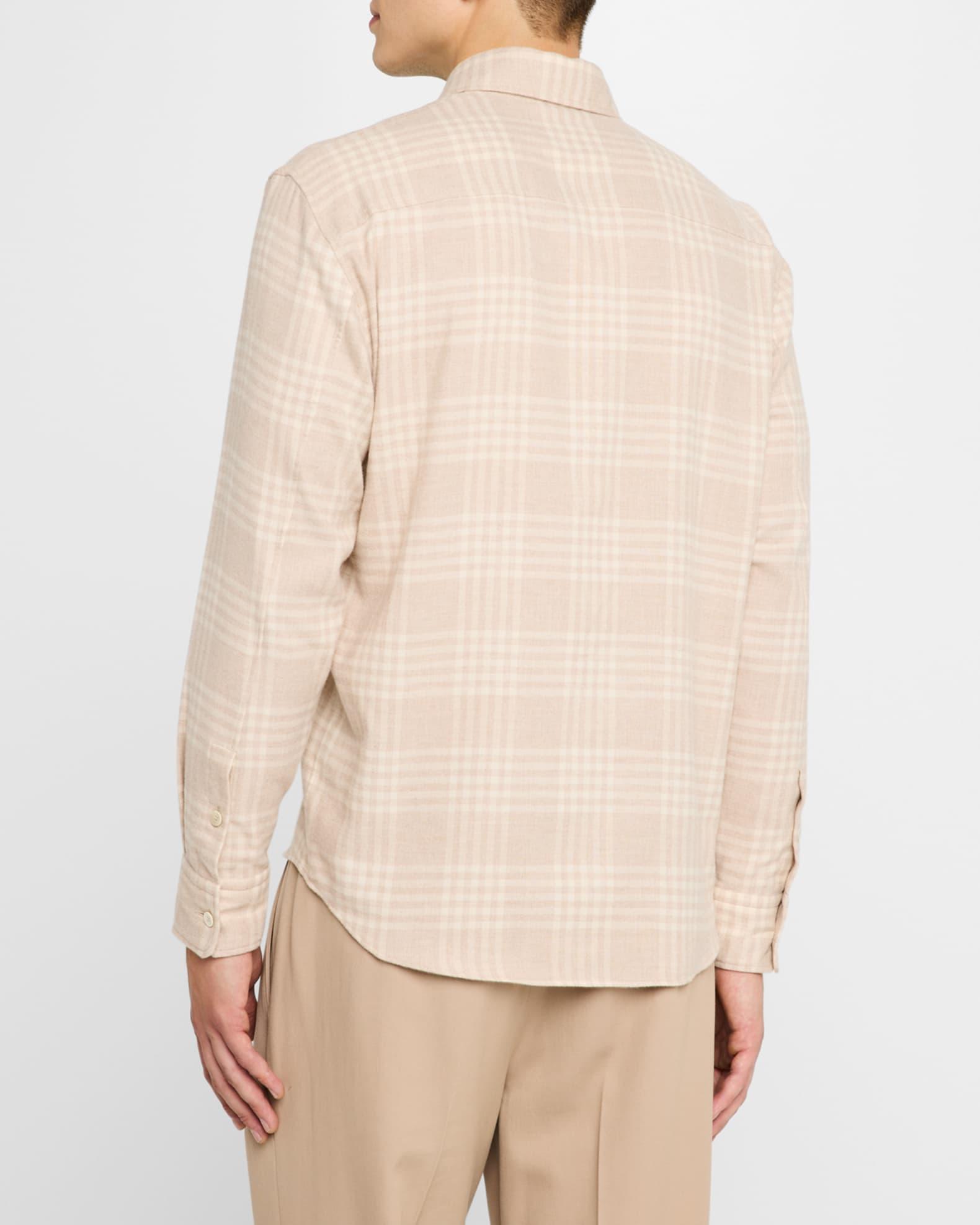 Men's Cotton Plaid Casual Button-Down Shirt Product Image