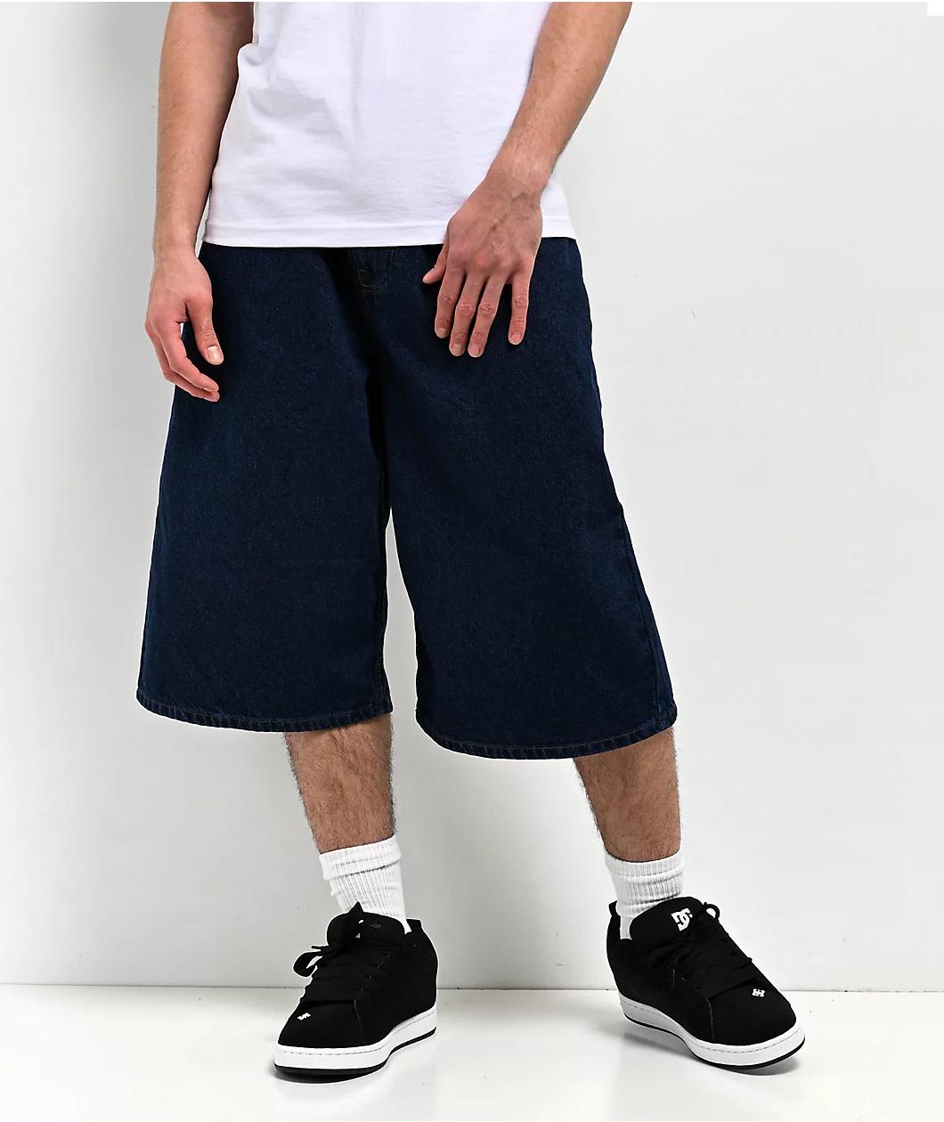 Empyre Ultra Wide Dark Blue Skate Jean Shorts Product Image