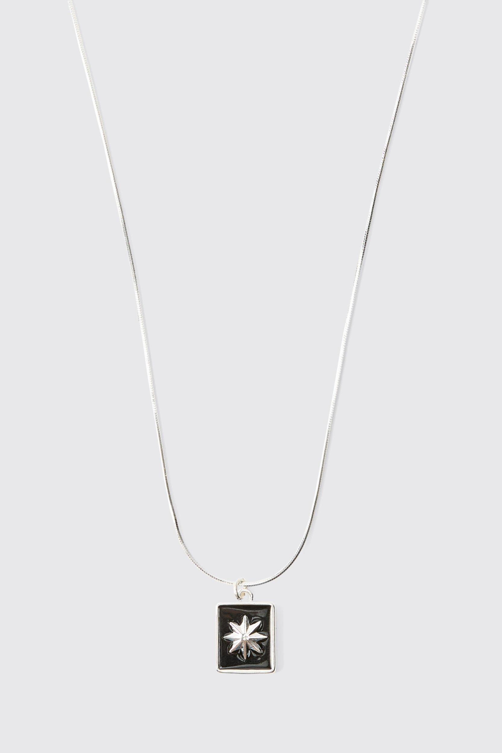 Silver Pendant Necklace | boohooMAN USA Product Image