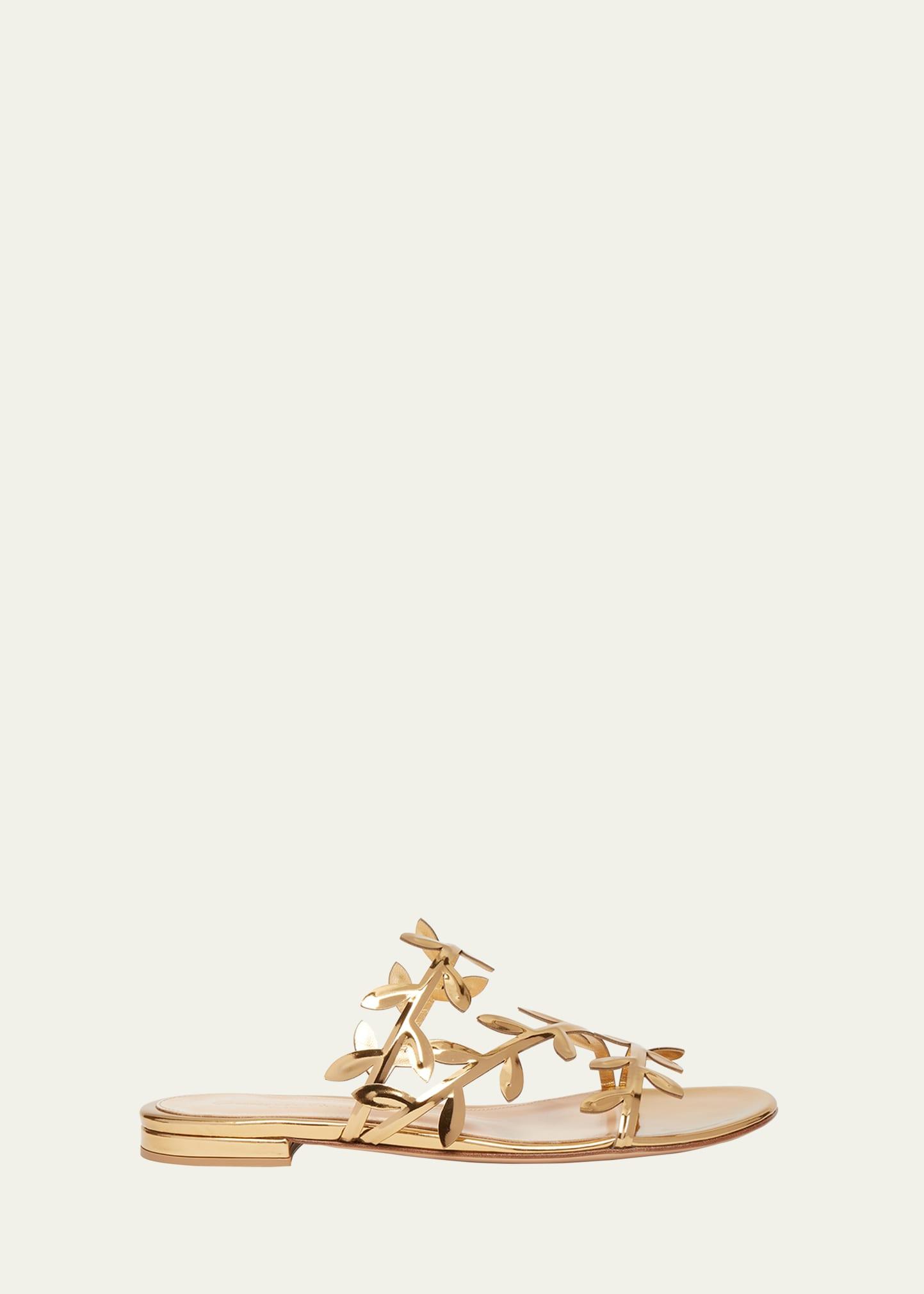 GIANVITO ROSSI Flavia Metallic Leather Sandals In Mekong Product Image