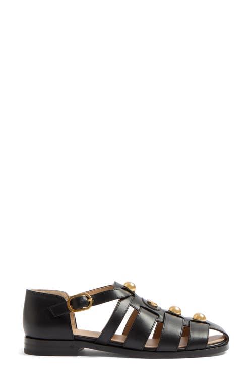 VALENTINO GARAVANI Vlogo Signature Faux-pearl Flat Sandals In Black Product Image