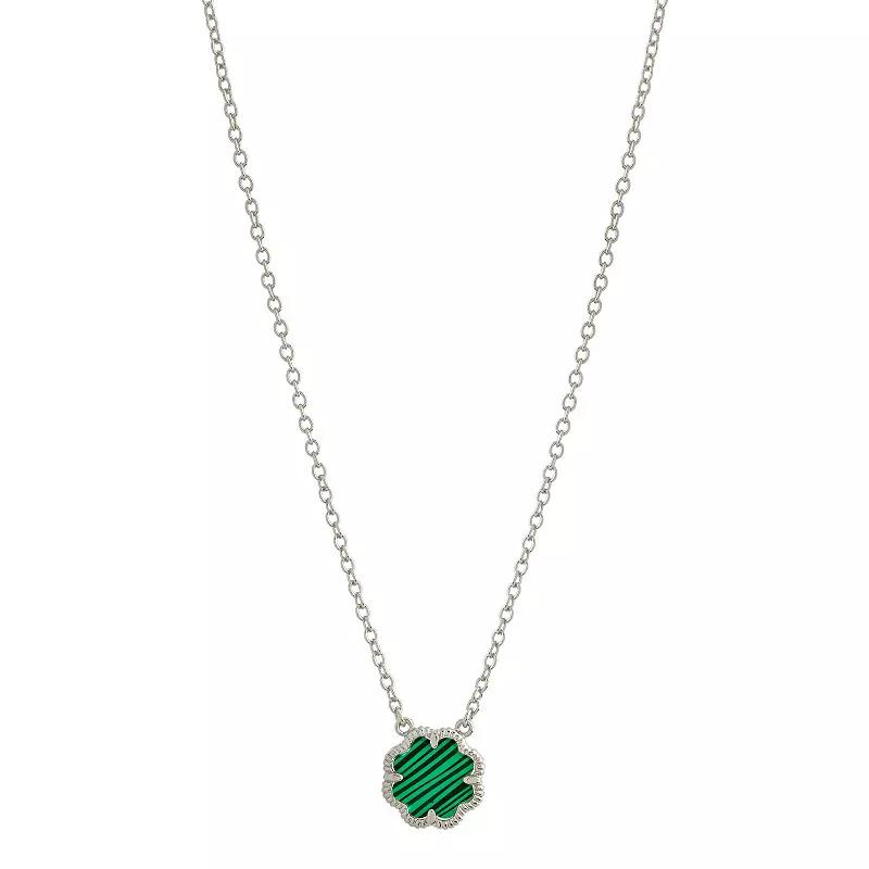 MC Collective Mother-of-Pearl Flower Medallion Necklace, Women's, Size: 18", Silver Tone Product Image