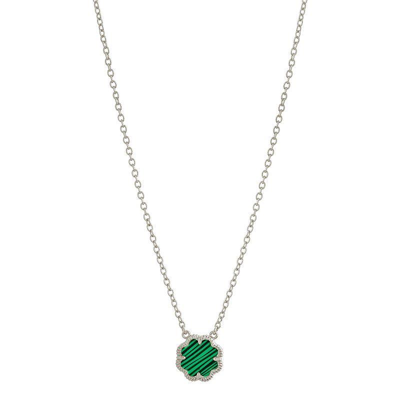 MC Collective Mother-of-Pearl Flower Medallion Necklace, Women's, Size: 18", Silver Tone Product Image