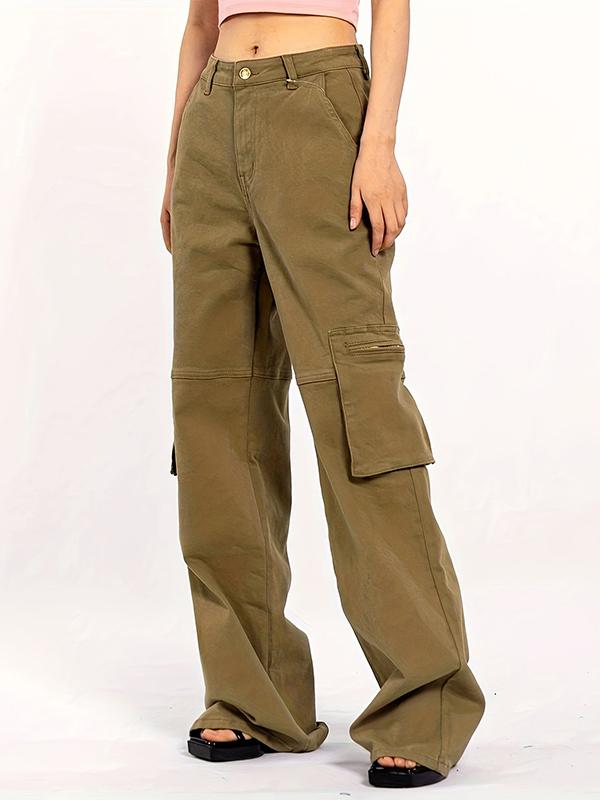 Vintage Brown Multi Pocket Zip Up Cargo Pants Product Image