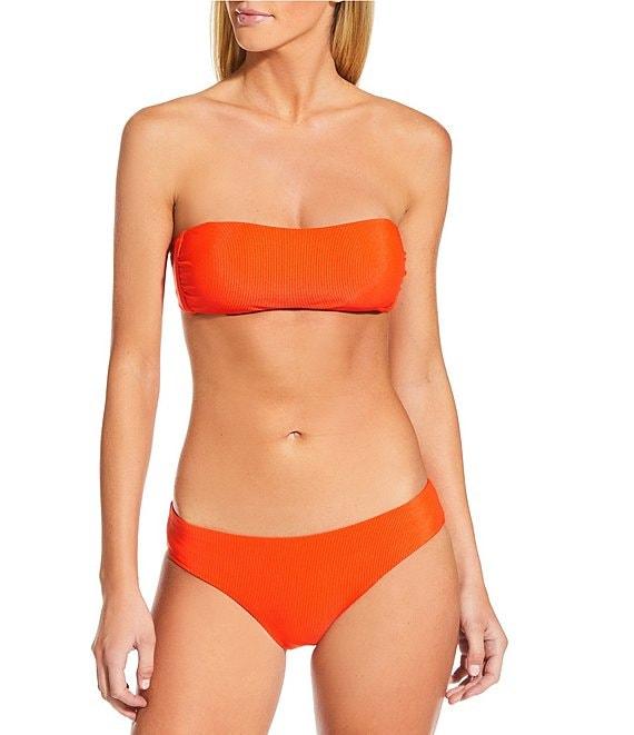 Gianni Bini Solid Ribbed Retro Hipster Swim Bottom Product Image